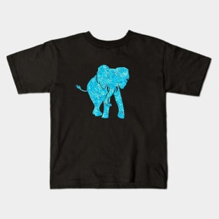 Beautiful Blue Elephant. A majestic elephant in a speckled pattern of aqua, aquamarine and turquoise spots and dots. Kids T-Shirt